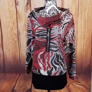 🍾Feline Abstract Animal Print Boat Neck Top